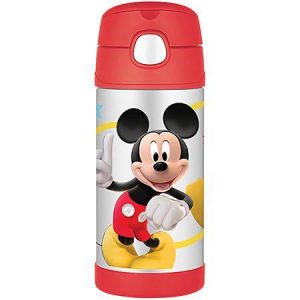 H2159 ขวดน้ำสแตนเลสเก็บความเย็น หลอดดูดนิ่ม Mickey Mouse Thermos Funtainer Bottle